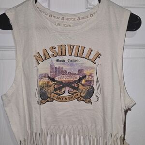 Nashville Music Festival Fringe Tank Top - Cream